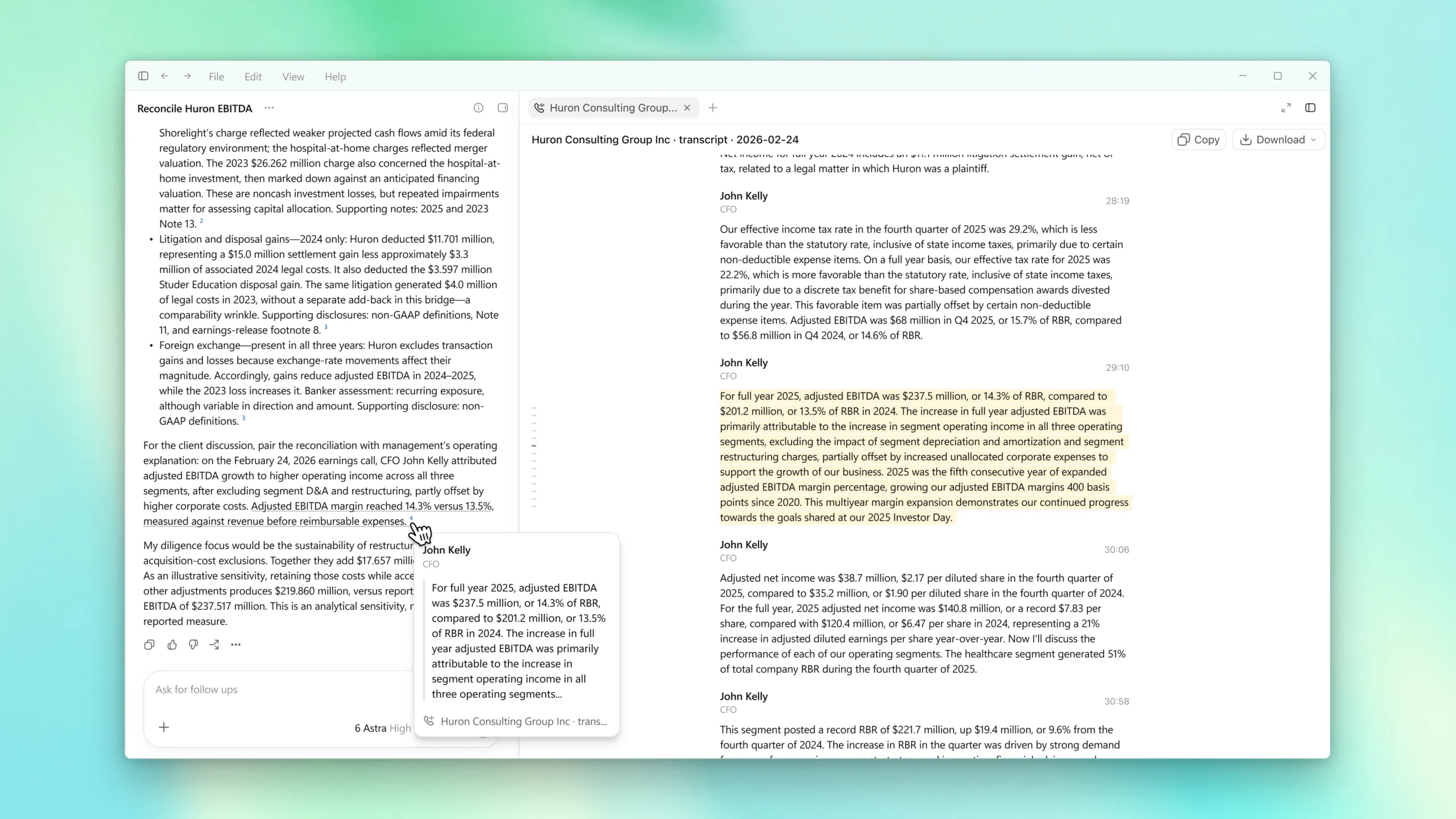 ChatGPT for Financial Services showing source citations for financial analysis